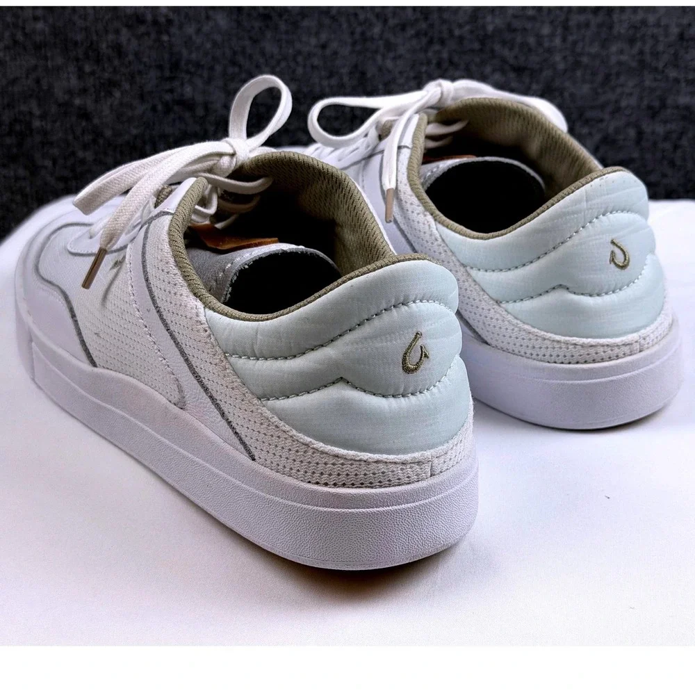 Brand New OluKai Kilea Womens 9.5 Sneakers White Sea Foam Leather Mesh 204944R4R